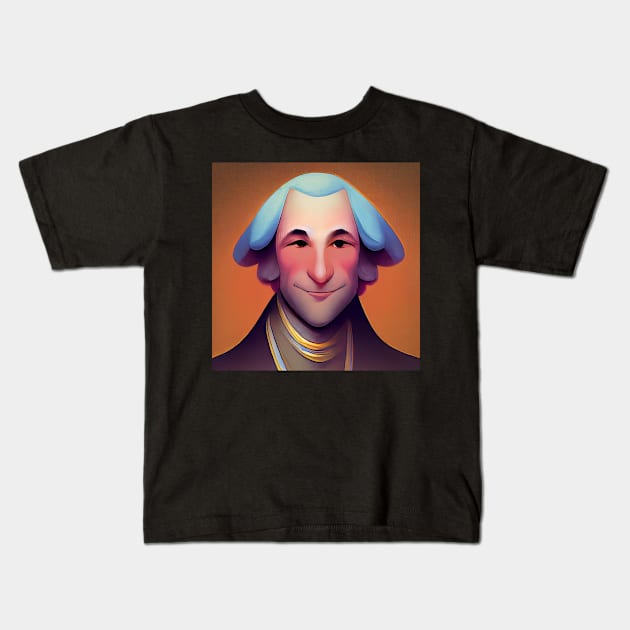 George Washington | American president portrait | Comics style Kids T-Shirt by Classical